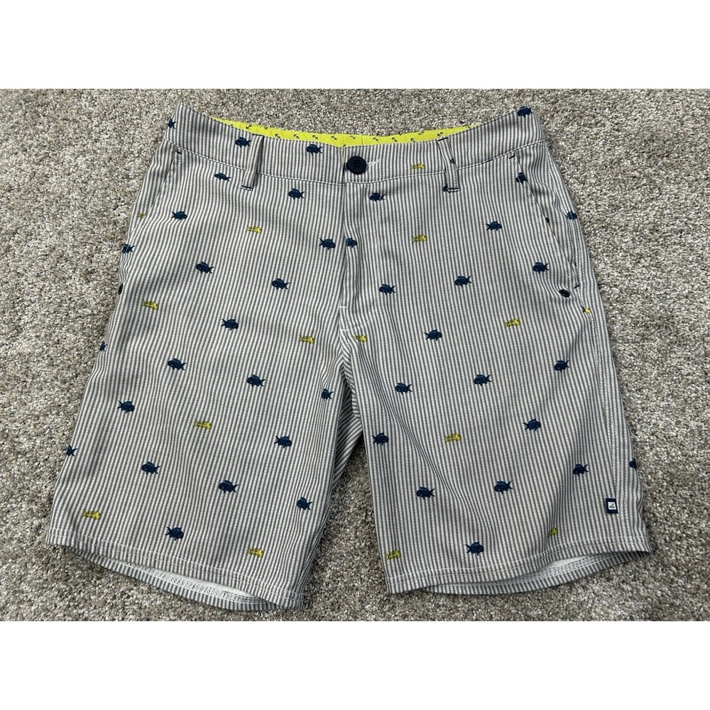Sperry Top-Sider Shorts Mens Size 32 Striped Fish Print Swim Trunks Walk Board